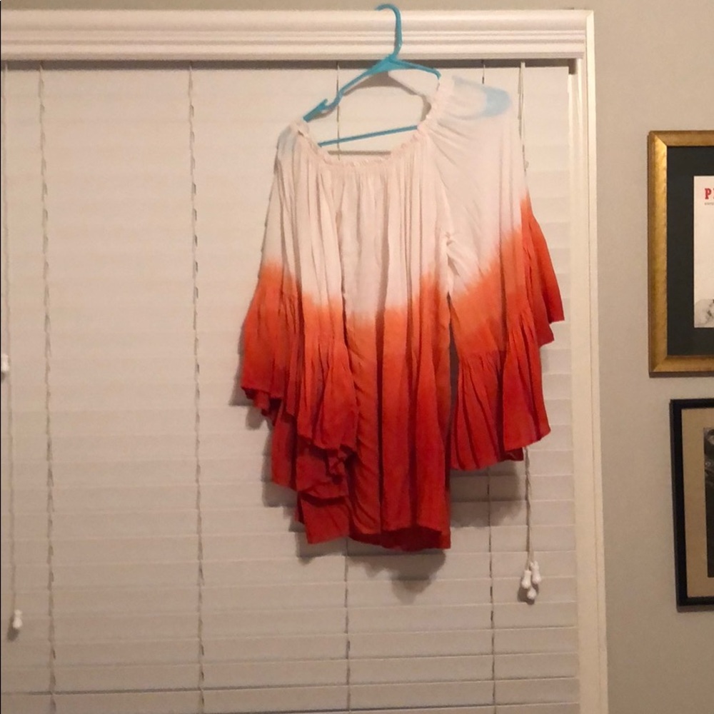 Off the shoulder bell sleeve top